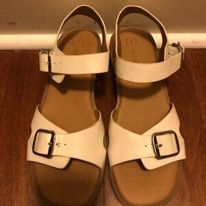 Cat & Jack Girls White Leather Sandals Size 2